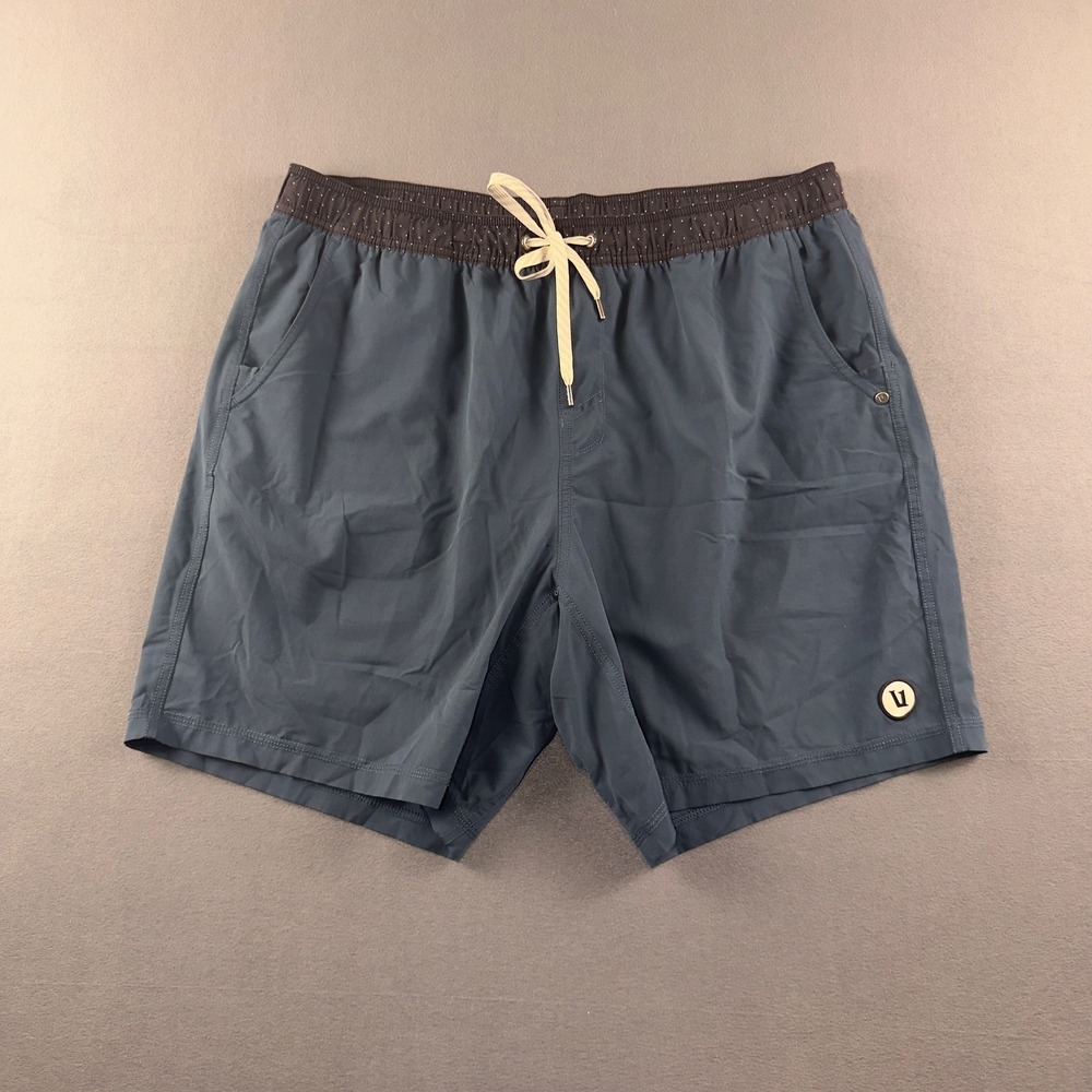 Vuori Men's Kore Short XXL Blue Grey Lined Active Training Shorts V302